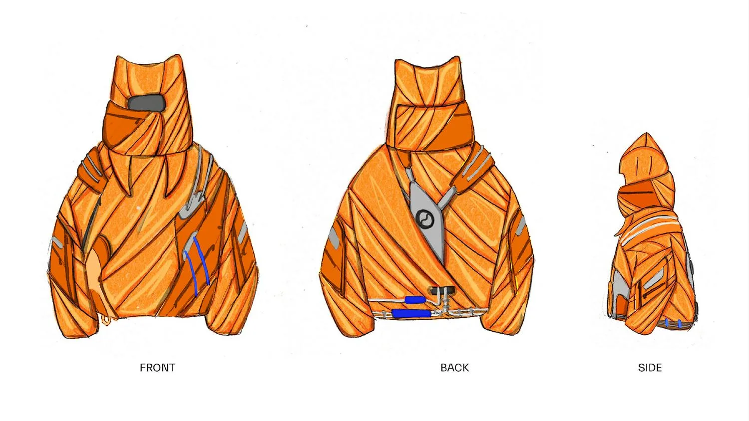 Summer Puffer jacket detail with beer-powered cooling system